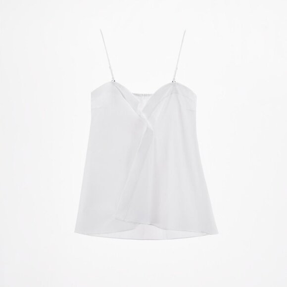 ZARA White Poplin Sweetheart Neck Top, Size: XS - Picture 1 of 4